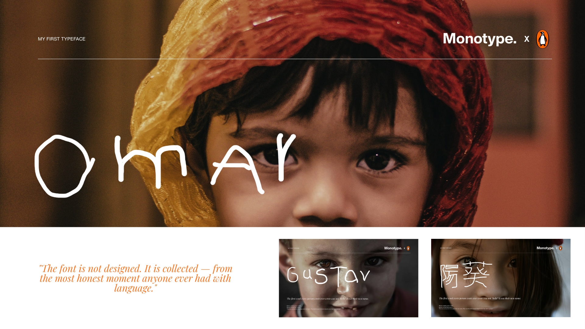 Poster with the name Omar written across a child’s portrait, alongside two further posters
